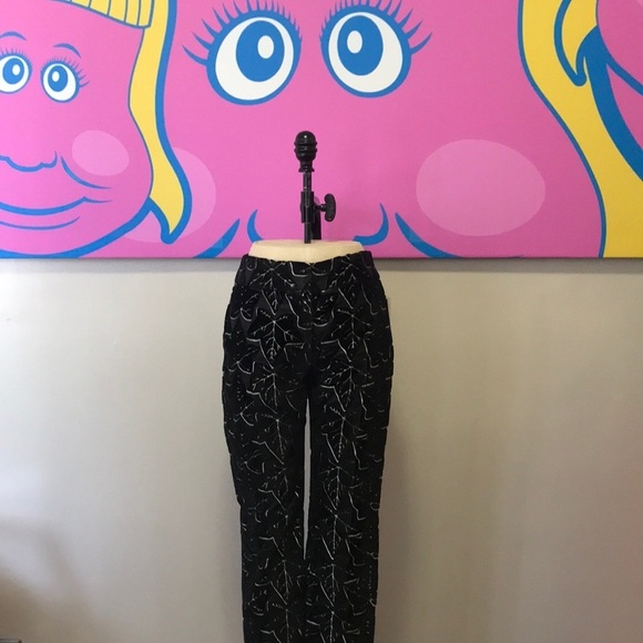 Alexander McQueen Black Cut Velvet Leaf Pants